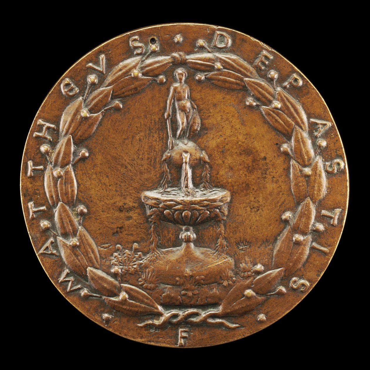Fontanna zwieńczona nagą postacią męską [rewers], ok. 1900 r. 1446. autorstwa Matteo di Andrea de Pasti
