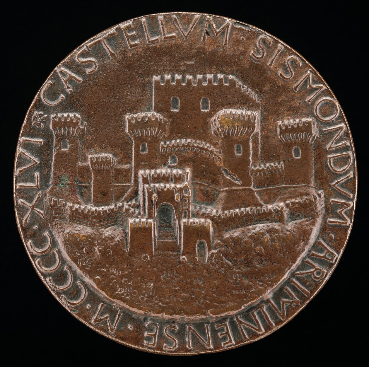 Zamek w Rimini [rewers], 1446. autorstwa Matteo di Andrea de Pasti