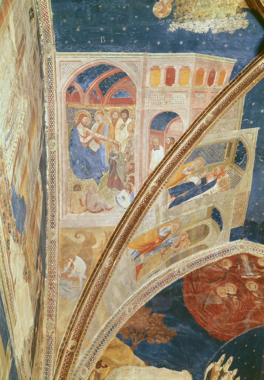 Wezwanie św. Marcjala, rybaka, detal z sufitu kaplicy Tinel ze scenami z życia św. Marcjala, 1344-45 r. autorstwa Matteo di Giovanetto da Viterbo