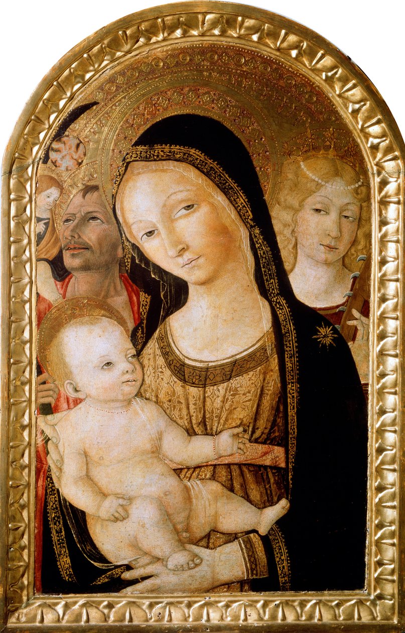 Madonna z Dzieciątkiem ze świętymi Katarzyną i Krzysztofem, XV wiek. autorstwa Matteo di Giovanni