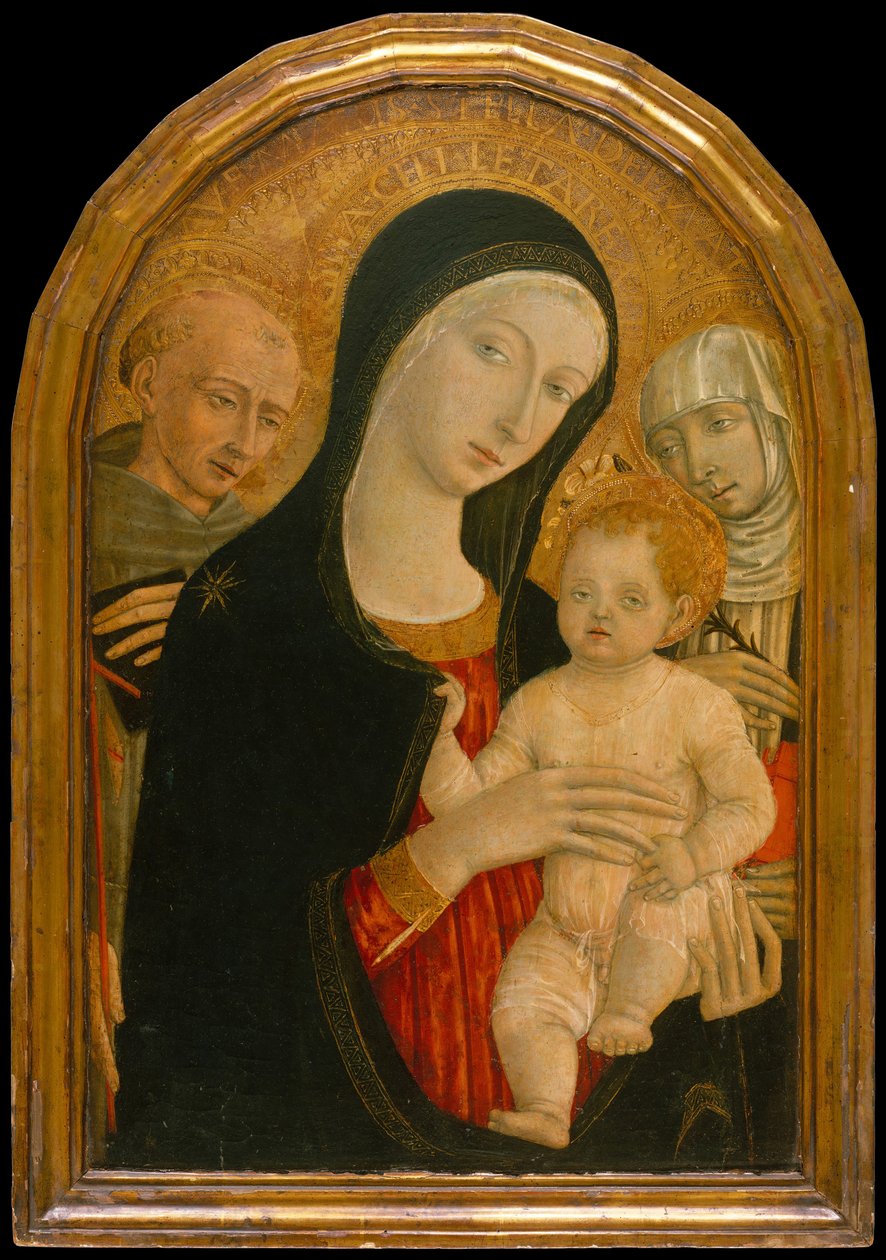 Madonna z Dzieciątkiem ze świętymi Franciszkiem i Katarzyną ze Sieny, ok. 1476-80. autorstwa Matteo di Giovanni