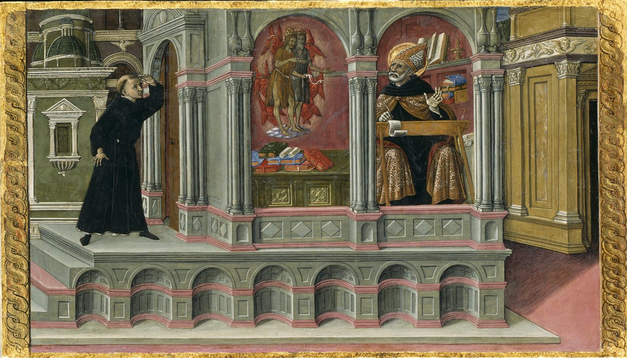 Wizja św. Augustyna świętych Hieronima i Jana Chrzciciela, 1476 r autorstwa Matteo di Giovanni di Bartolo
