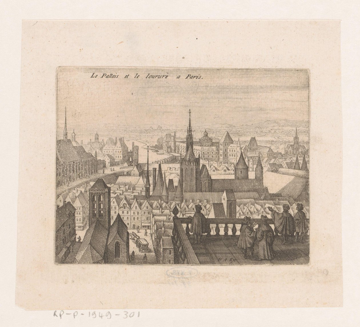 Twarz w Paryżu Le Palais et le Louvre a Paris (tytuł na obiekcie) Siedem francuskich pejzaży i pejzaży miejskich (tytuł serii) autorstwa Matthäus Merian (I)