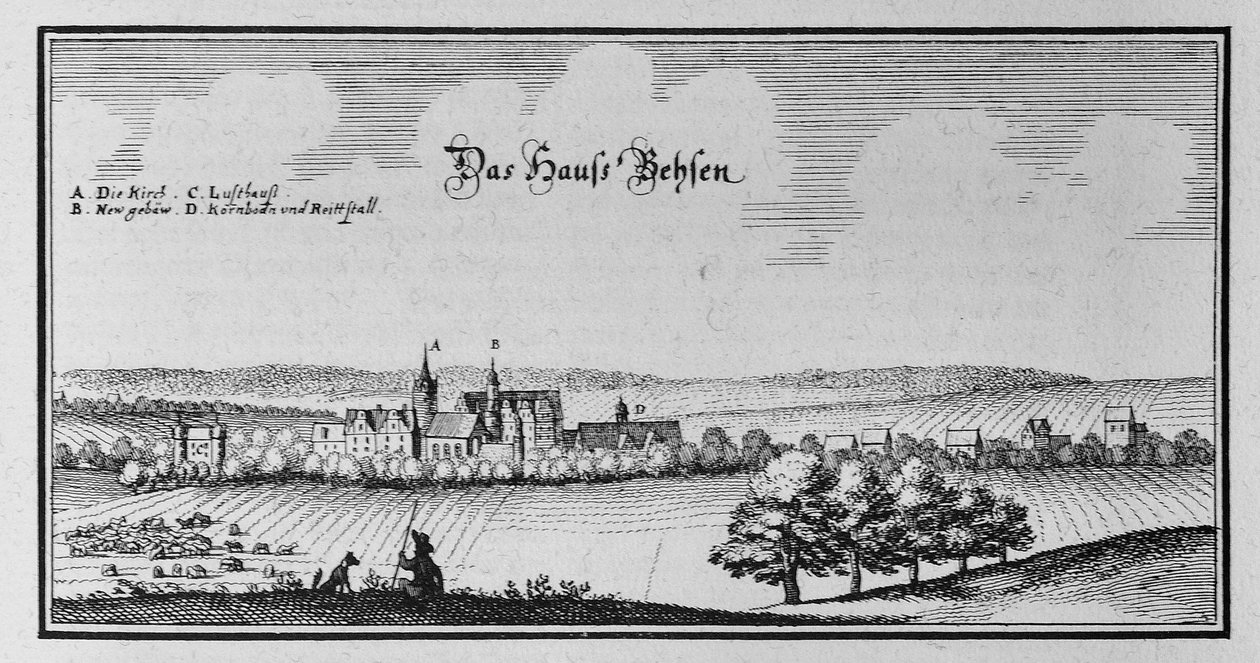 Beesen (1820 zjednoczenie z Laublingen do Beesenlaublingen, dziś część miasta Könnern, Saksonia-Anhalt, Niemcy) autorstwa Matthaus Merian