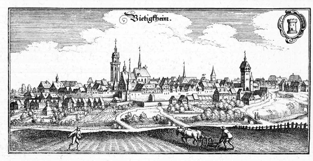 Bietigheim - fragment Topographia Sueviae (Schwaben) autorstwa Matthaus Merian