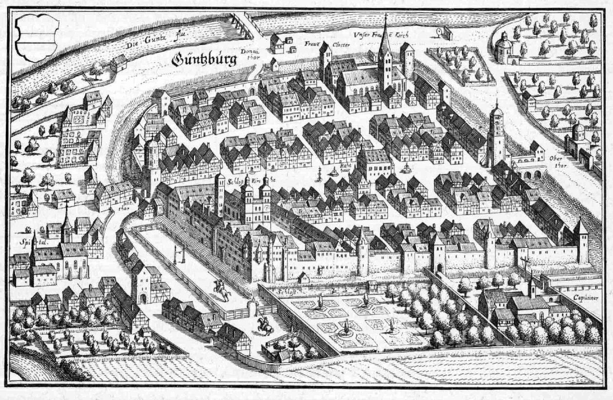 Güntzburg - fragment Topographia Sueviae (Szwabia) autorstwa Matthaus Merian