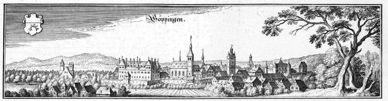 Göppingen - fragment Topographia Sueviae (Szwabia) autorstwa Matthaus Merian