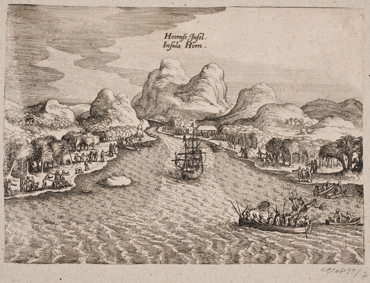 Opis Hornøen (wyspa Horn) autorstwa Matthäus Merian d.Æ.