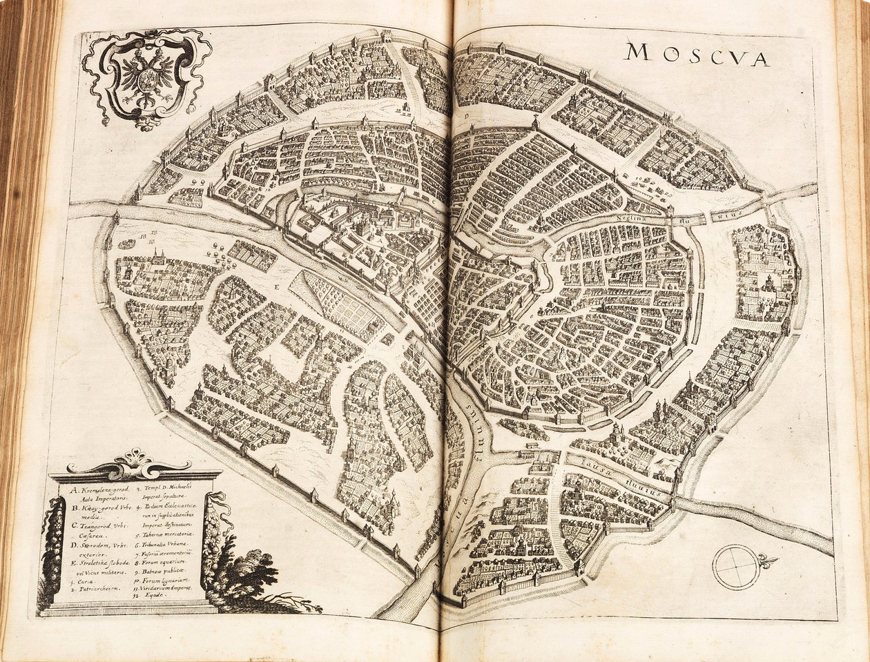 Mapa Moskwy. Od: Newe Archontologia cosmica autorstwa Johanna Ludwiga Gottfrieda, 1646. autorstwa Matthaus the Elder Merian