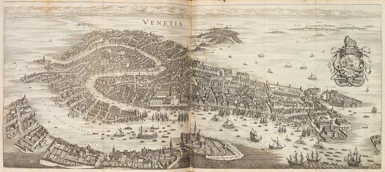 Panorama Wenecji. Z Newe Archontologia cosmica autorstwa Johanna Ludwiga Gottfrieda, 1646. autorstwa Matthaus the Elder Merian