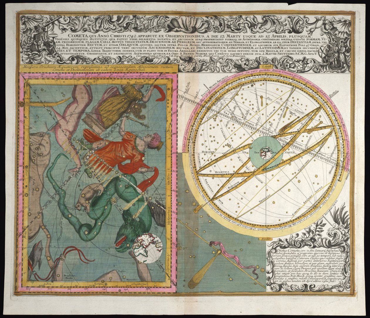 Kometa, tutaj anno Christi, 1742 autorstwa Matthaeus Seutter