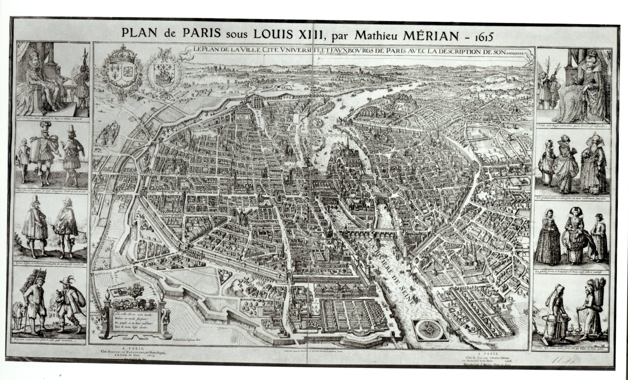 Plan Paryża z lotu ptaka, 1615 autorstwa Matthaus the Elder Merian