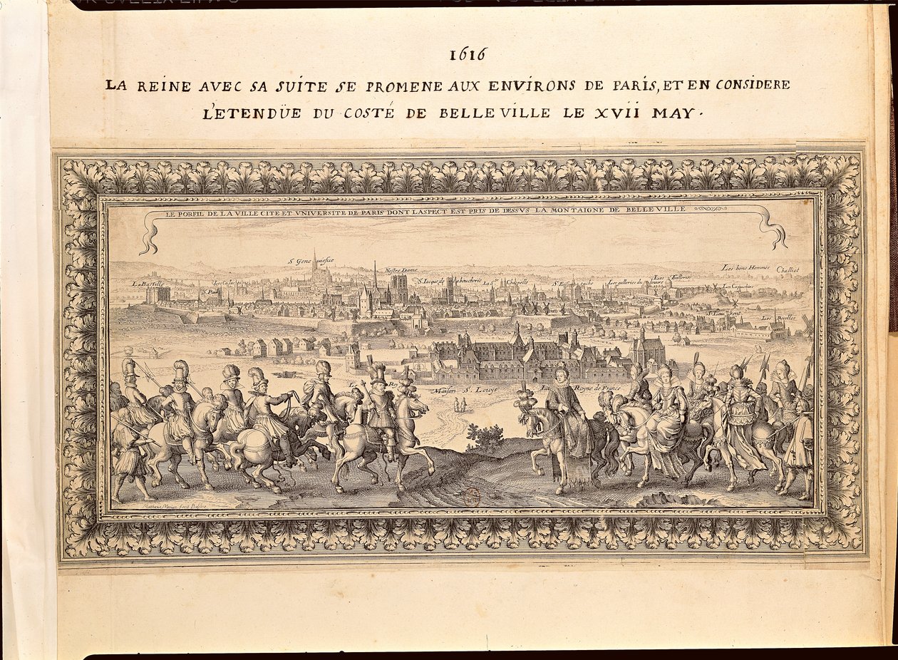 Królowa z otoczeniem na obrzeżach Paryża, 17 maja 1616 r. autorstwa Matthaus the Elder Merian
