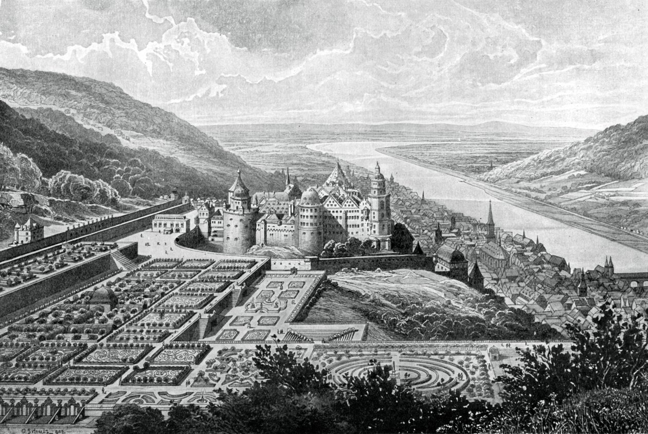 Zamek Heidelberg, Niemcy, 1620 1903. autorstwa Matthaus Merian