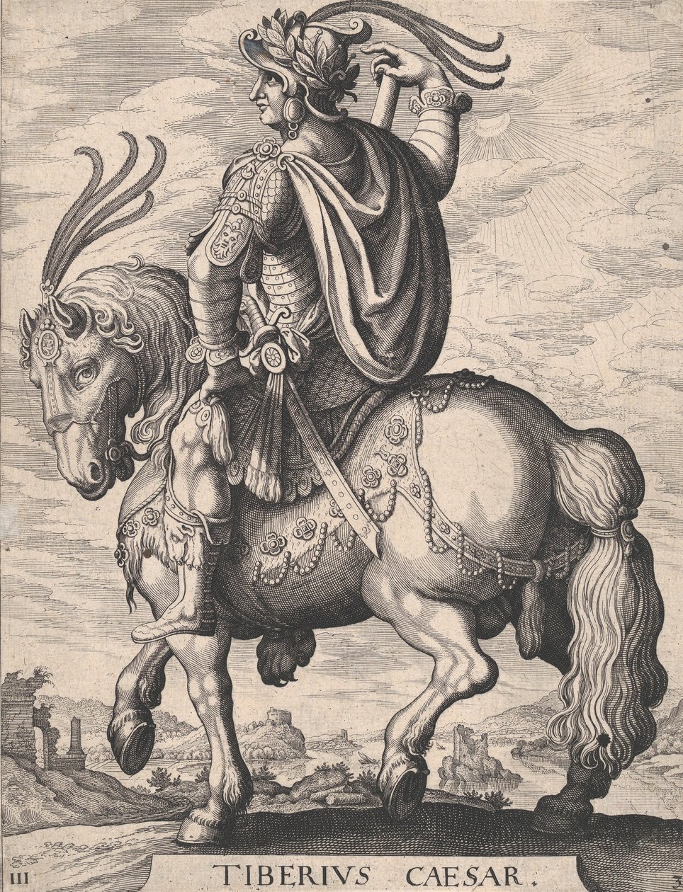 Ilustracja 3: Cesarz Tyberiusz na koniu, z 