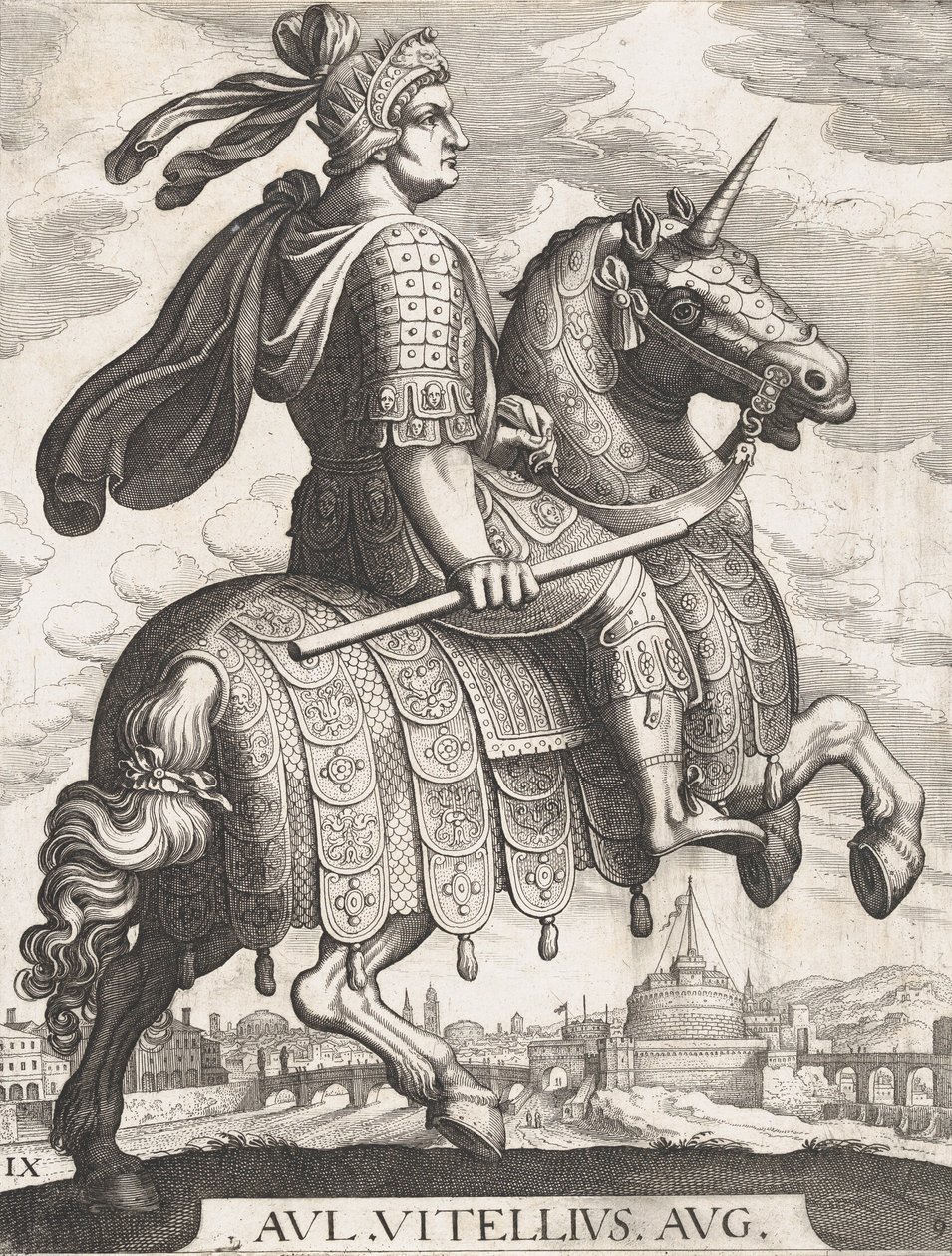 Tablica 9: Cesarz Witeliusz na koniu, z 