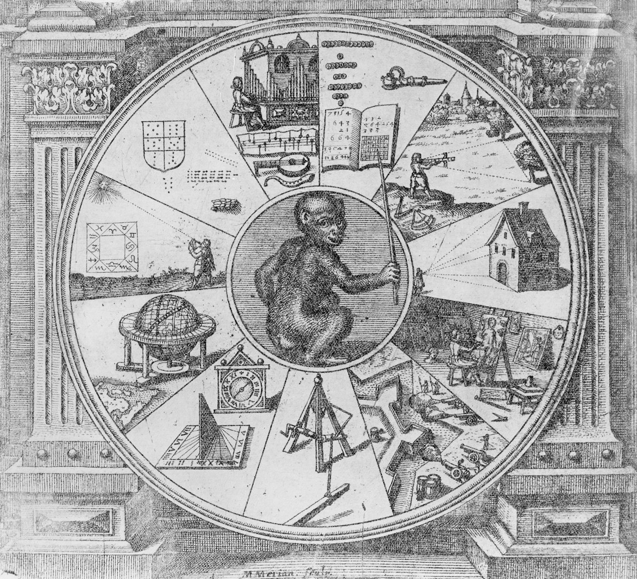 Frontyspis do gigantycznej historii kosmicznej Roberta Fludda autorstwa Matthaus the Elder Merian