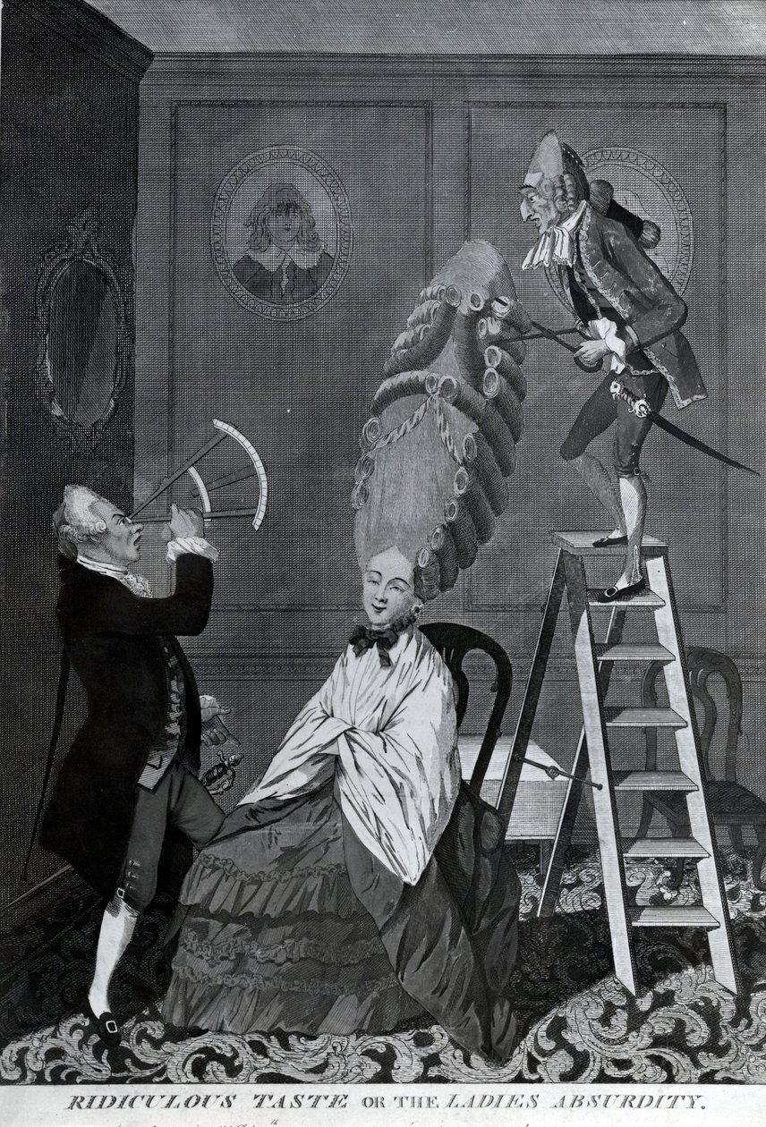 Śmieszny smak, czyli damski absurd, ok. 1776 (mezzotinta) autorstwa Matthew or Matthias Darly