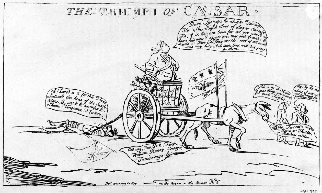 Triumf Cezara, 1757 autorstwa Matthew or Matthias Darly