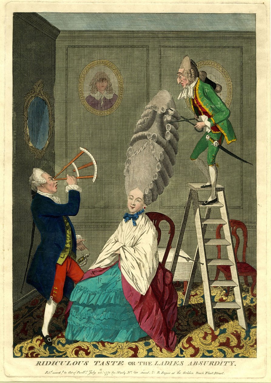 Śmieszny smak lub absurd damski, 1771 autorstwa Matthew Darly