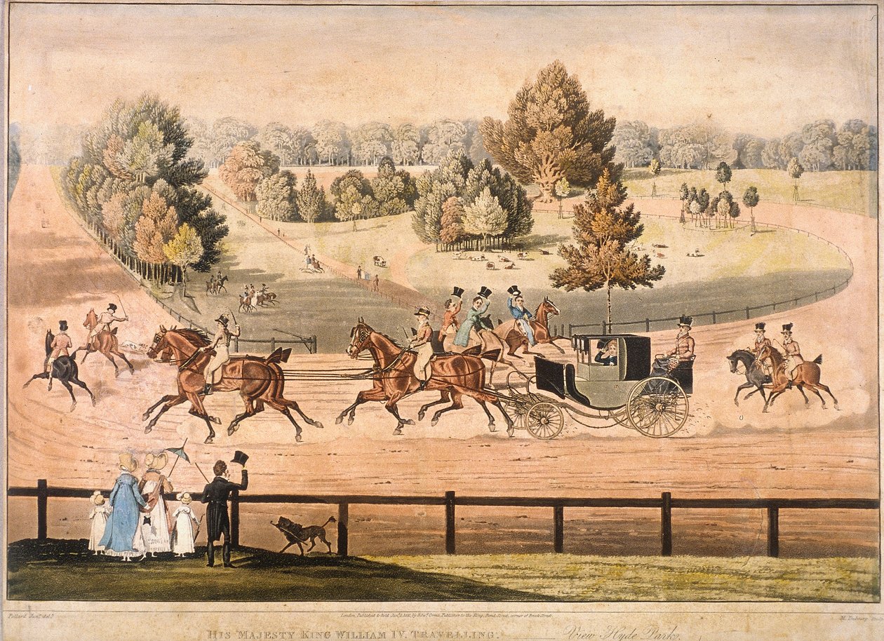 Król Jerzy IV jadący przez Hyde Park, Londyn, 1831 r autorstwa Matthew Dubourg