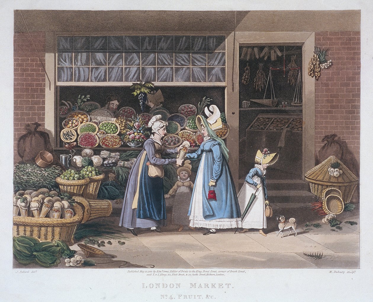 London Market”, sprzedawca owoców, 1822 autorstwa Matthew Dubourg