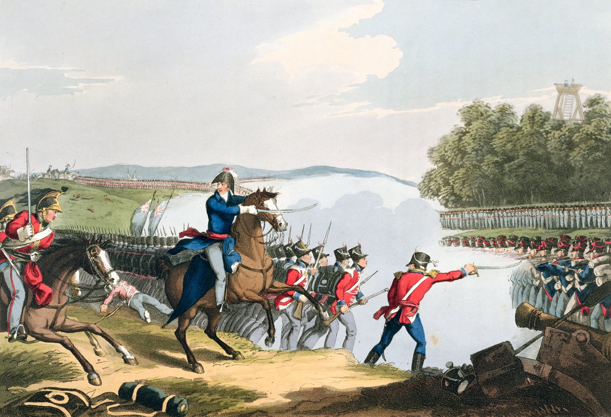 „Bitwa pod Waterloo rozstrzygnięta przez księcia Wellington”, 1815 1816 autorstwa Matthew Dubourg