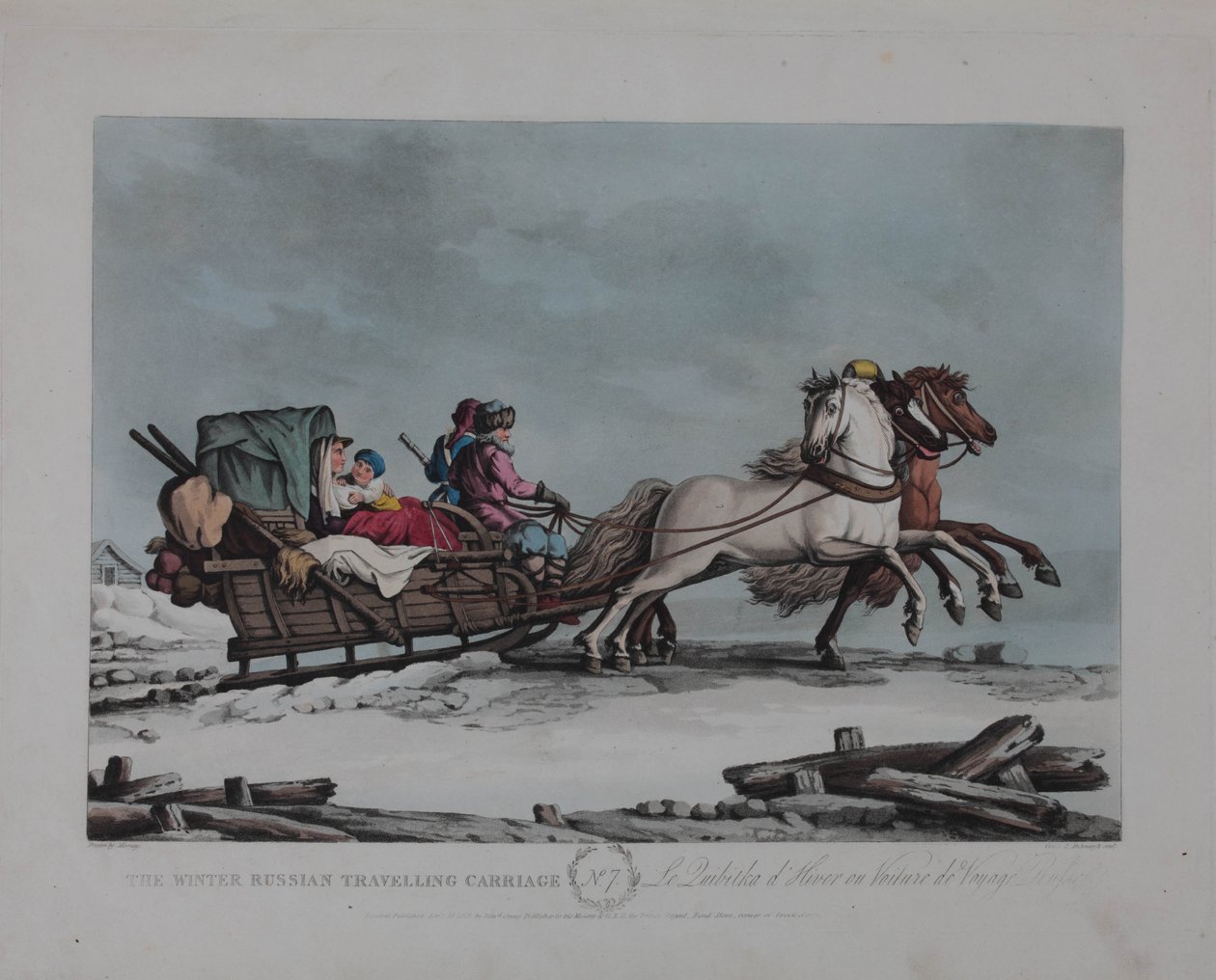 Zimowy rosyjski powóz podróżny, lata 1810 autorstwa Matthew Dubourg