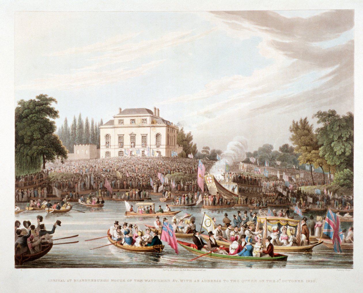Widok na Tamizę w Brandenburgh House, Hammersmith, Londyn, 1821 autorstwa Matthew Dubourg