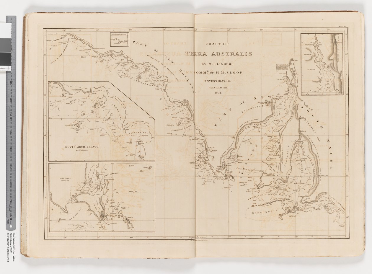 Mapa Terra Australis, południowe wybrzeże, arkusz III autorstwa Matthew Flinders
