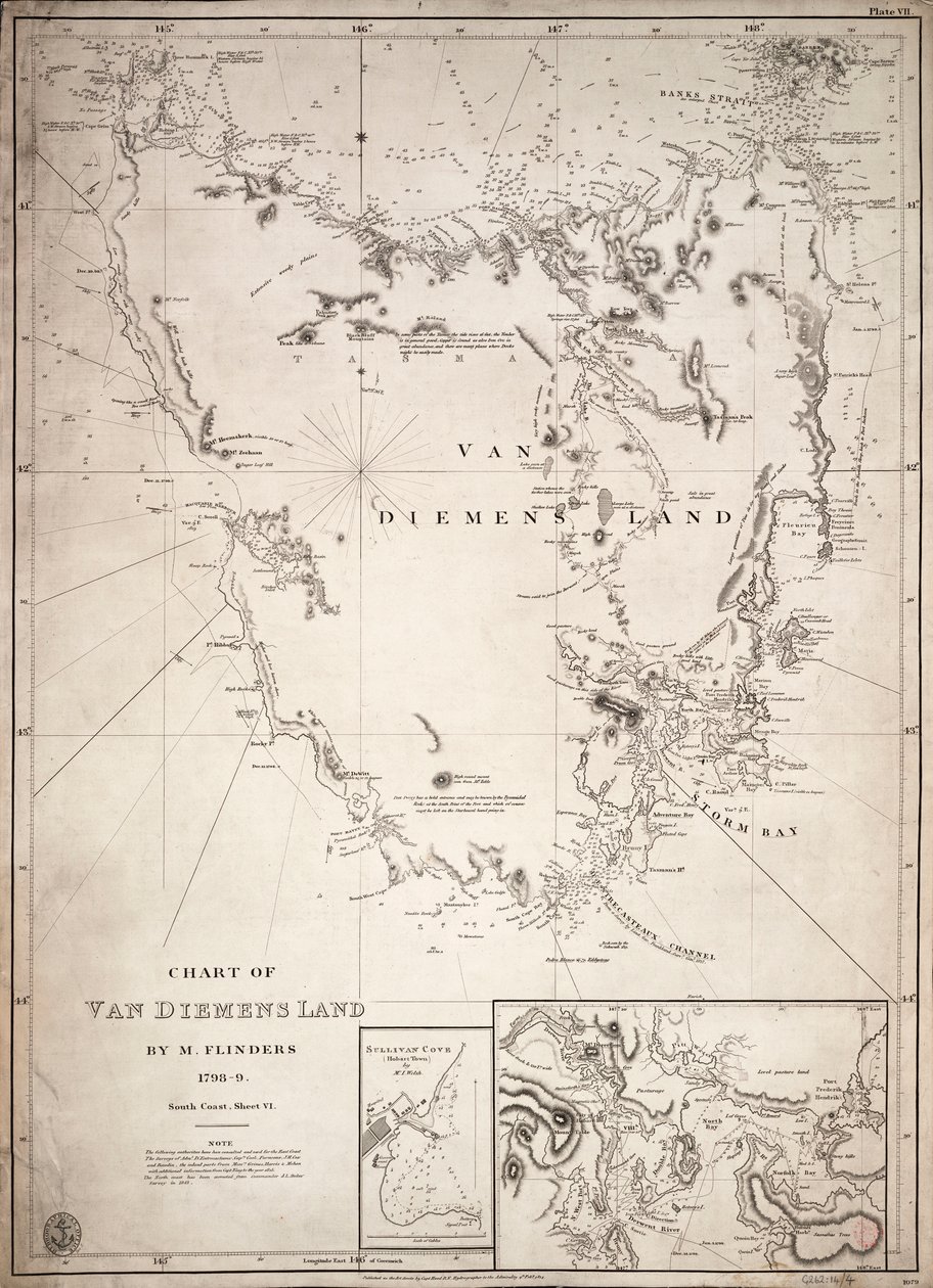 Mapa Ziemi Van Diemensa, arkusz VI autorstwa Matthew Flinders