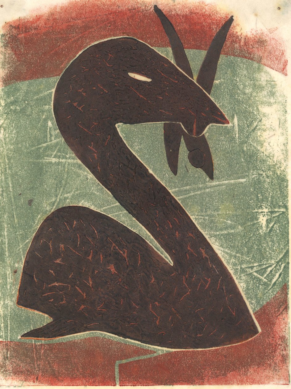Łabędź, 2013 (linoryt) autorstwa Matthew Hilton