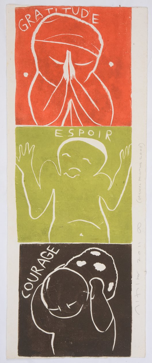 motto jeden, 2006 (linoryt) autorstwa Matthew Hilton