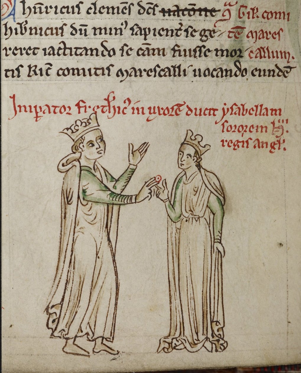 Fryderyk II i Izabela z Anglii Z Historii Anglorum, Chronica majora autorstwa Matthew Paris