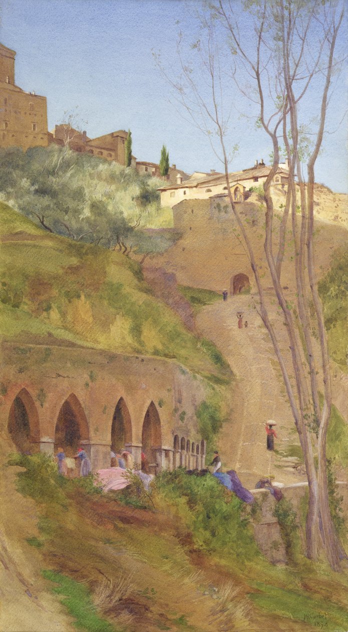 Pralnia przy studni do prania, San Gimignano, Włochy autorstwa Matthew Ridley Corbet