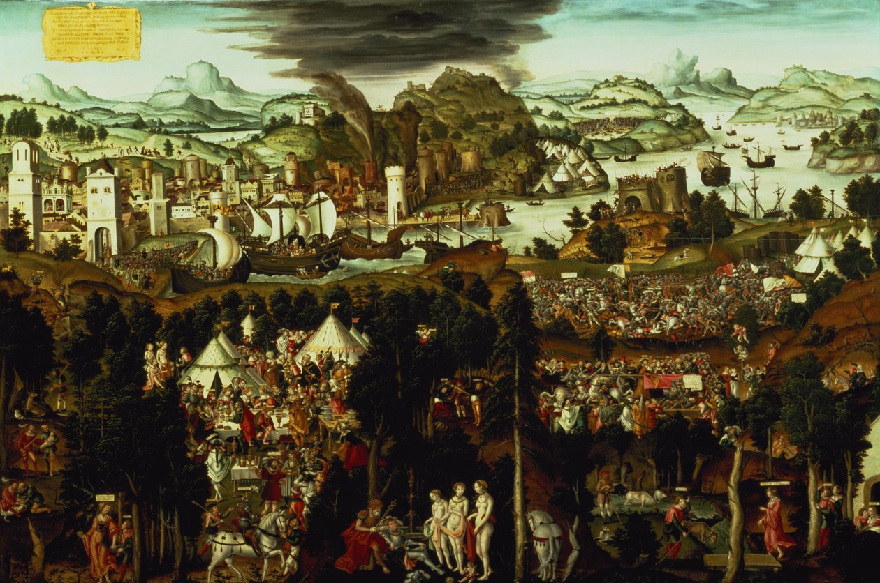 Wyrok paryski i wojna trojańska, 1540 (szczegóły patrz 95096) autorstwa Matthias Gerung or Gerou