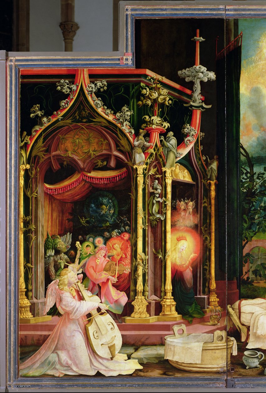 Koncert Aniołów z Ołtarza Isenheim, ok. 1512-16 autorstwa Matthias Grünewald
