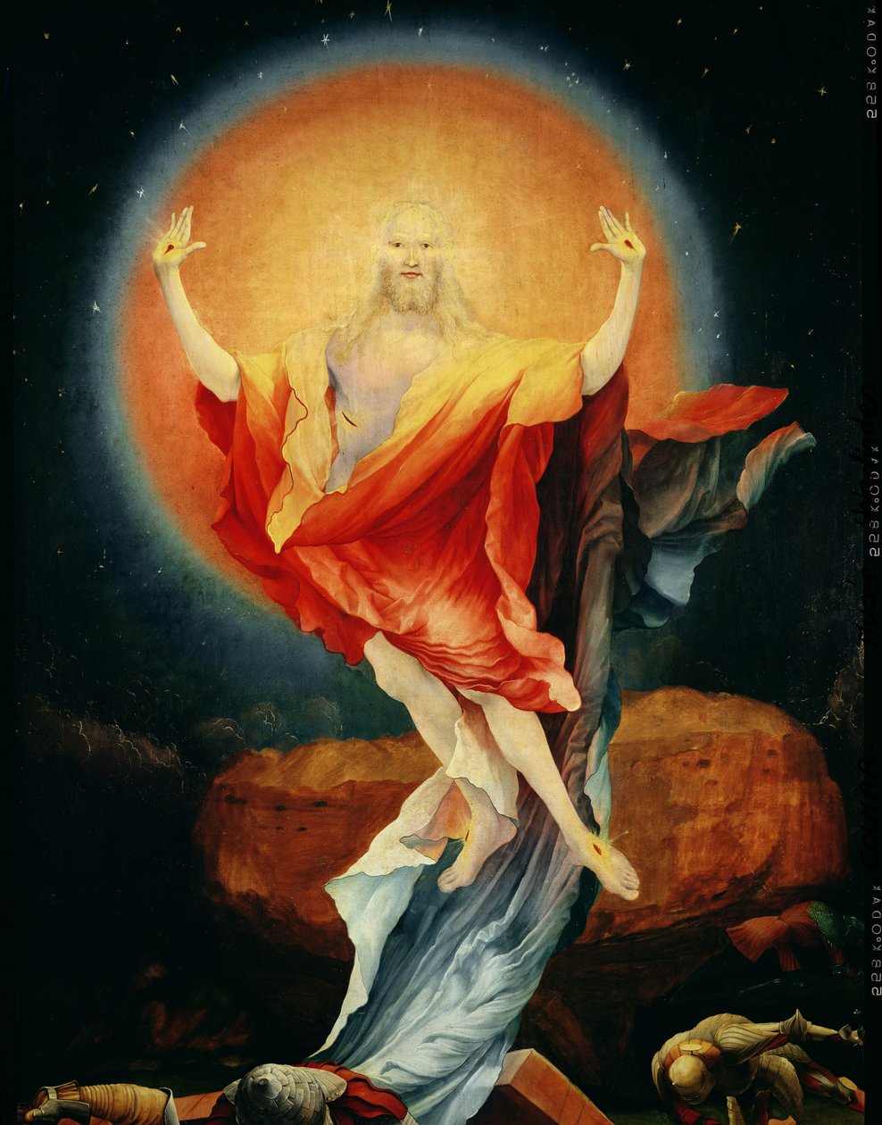 Zmartwychwstanie Chrystusa, z prawego skrzydła Ołtarza w Isenheim, ok. 1512-16 olej na płycie, detal 17677 autorstwa Matthias Grünewald