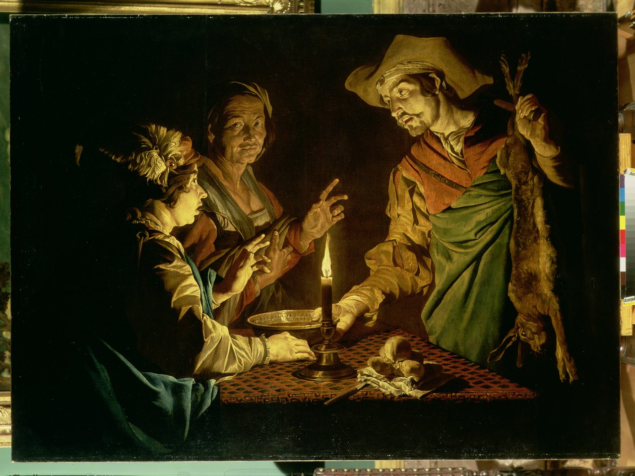 Ezaw i Jakub, lata czterdzieste XVI wieku autorstwa Matthias Stomer