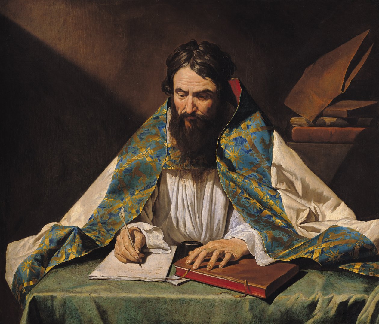 Św. Ambroży (339-97), ok. 1633-39 autorstwa Matthias Stomer