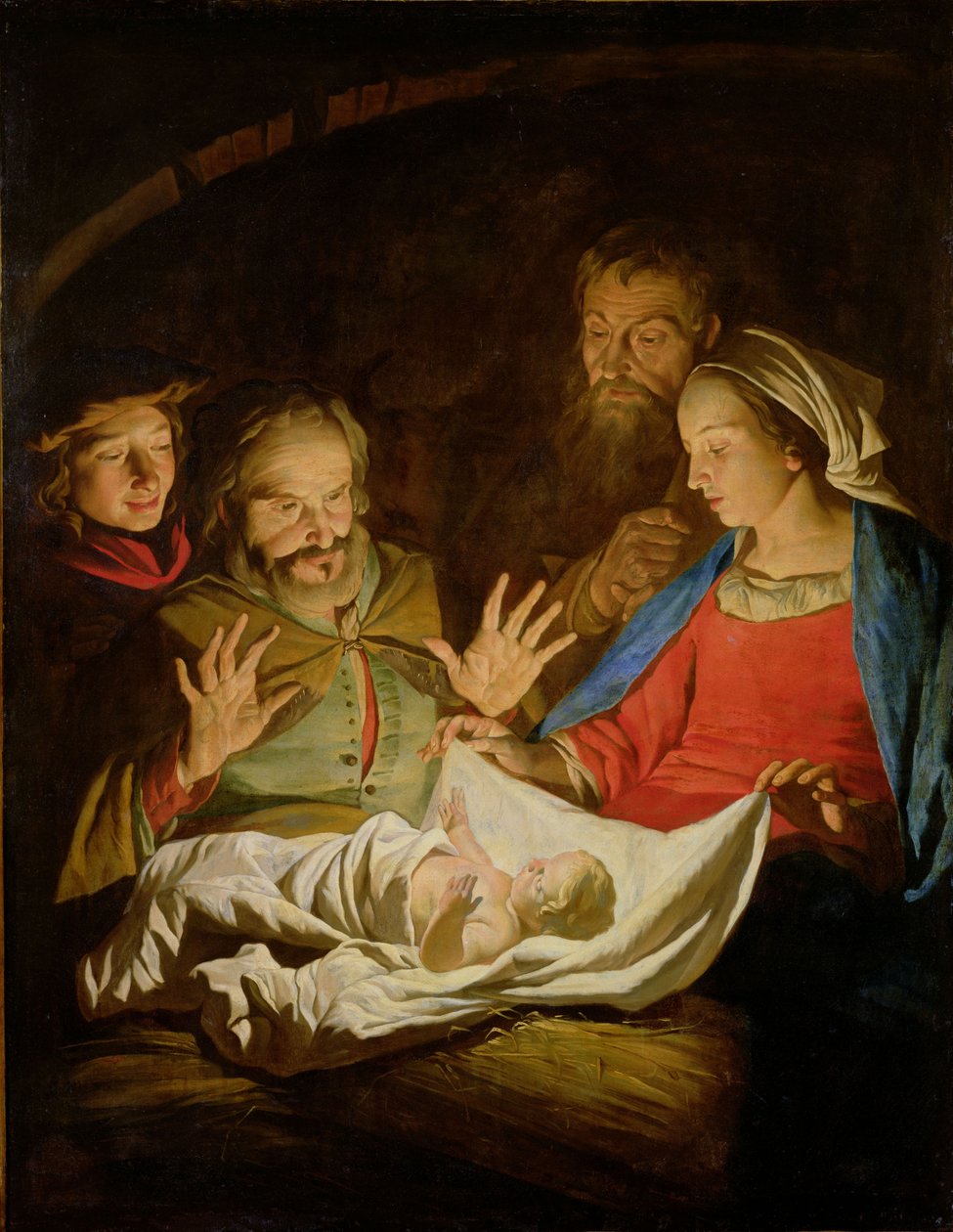 Adoracja pasterzy autorstwa Matthias Stomer