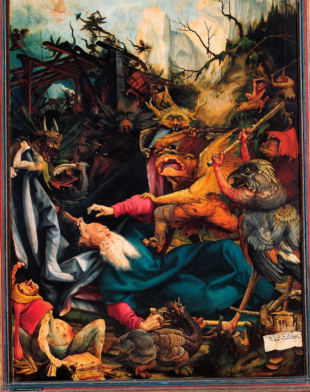 Antoniego Wielkiego, ołtarz z Issenheim, ok. 1512-16 (olej na płycie) autorstwa Matthias (c.1480-1528) Grunewald