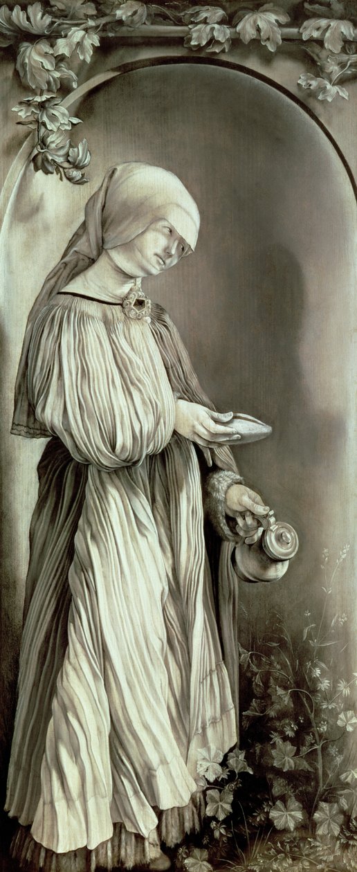 Św Elżbieta Węgierska (1207-31) 1509 (grisaille) autorstwa Matthias (c.1480 1528) Grunewald