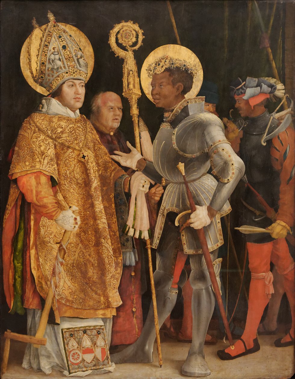 Spotkanie świętego Erazma i świętego Maurycego autorstwa Matthias Grünewald