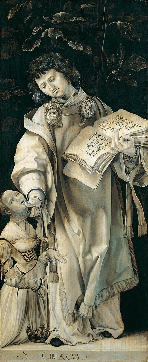 Tablica Ołtarza Hellera przedstawiająca św. Cyriakosa autorstwa Matthias Grünewald
