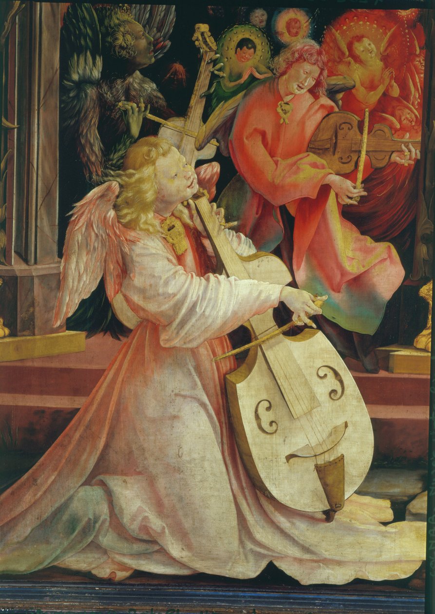 Koncert aniołów, z Ołtarza Isenheim, ok. 1512-16, olej na fragmencie deski z 17670 autorstwa Matthias Grünewald
