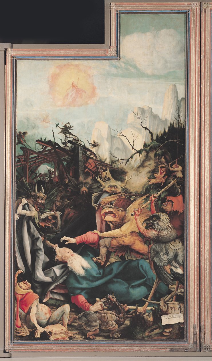 Ołtarz z Isenheim. Prawe skrzydło: Kuszenie św. Antoniego autorstwa Matthias Grünewald