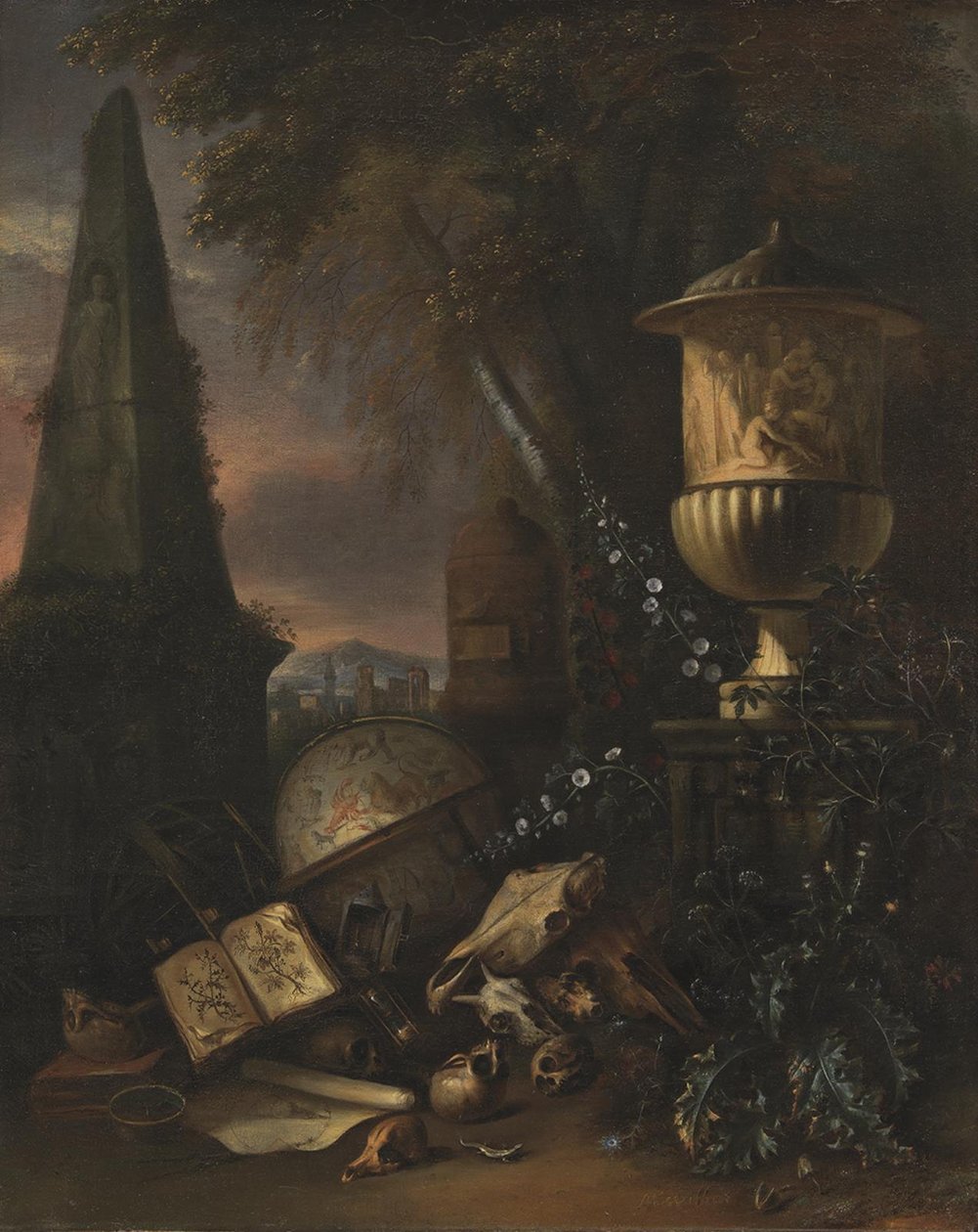 Vanitas. Martwa natura w krajobrazie autorstwa Matthias Withoos