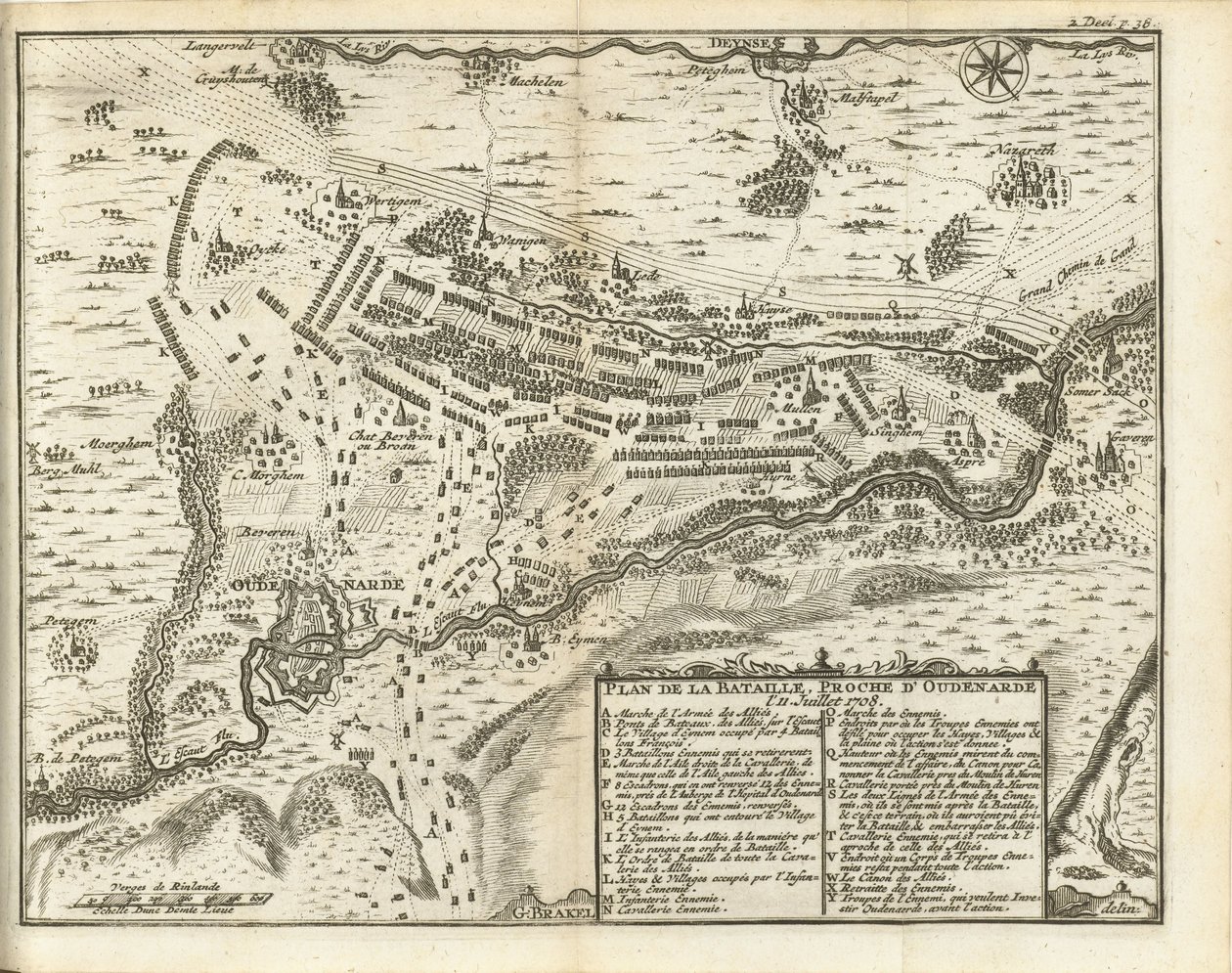 Bitwa pod Oudenaarden, 1708 Plan de la Bataille, proche d
