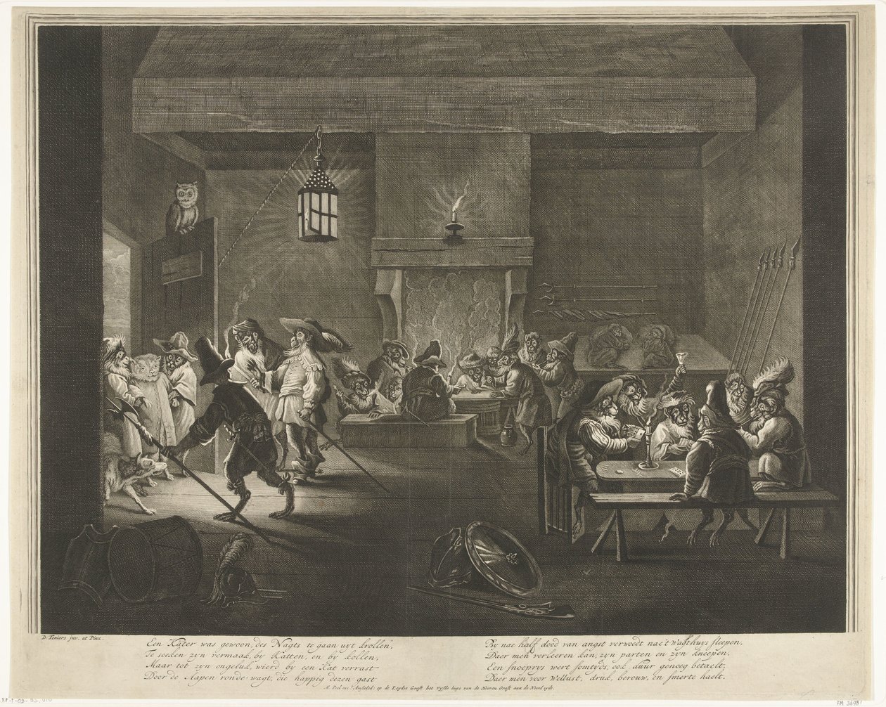 Wartownia z małpami, ok. 1720 autorstwa Matthijs Pool